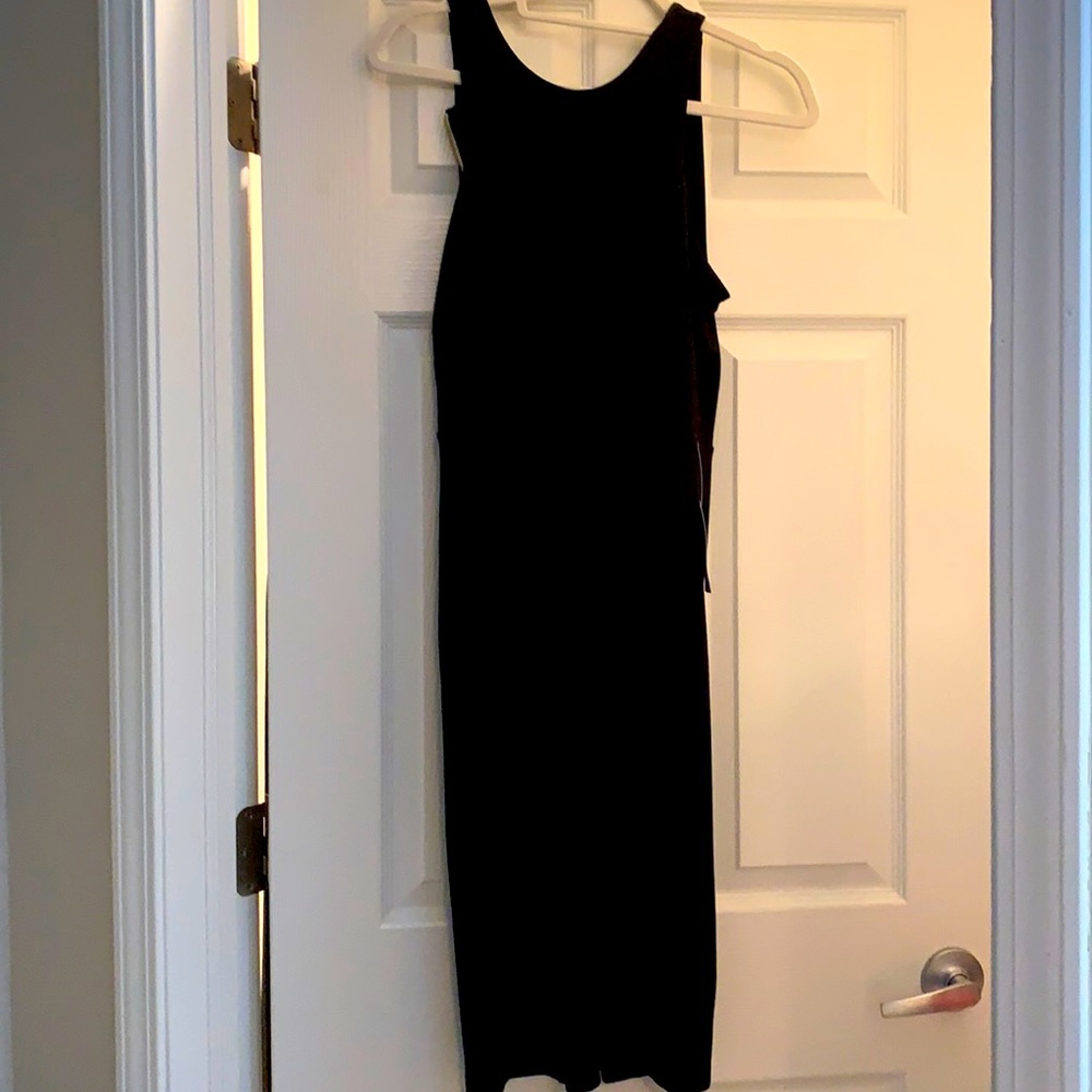 Black zippered midi dress